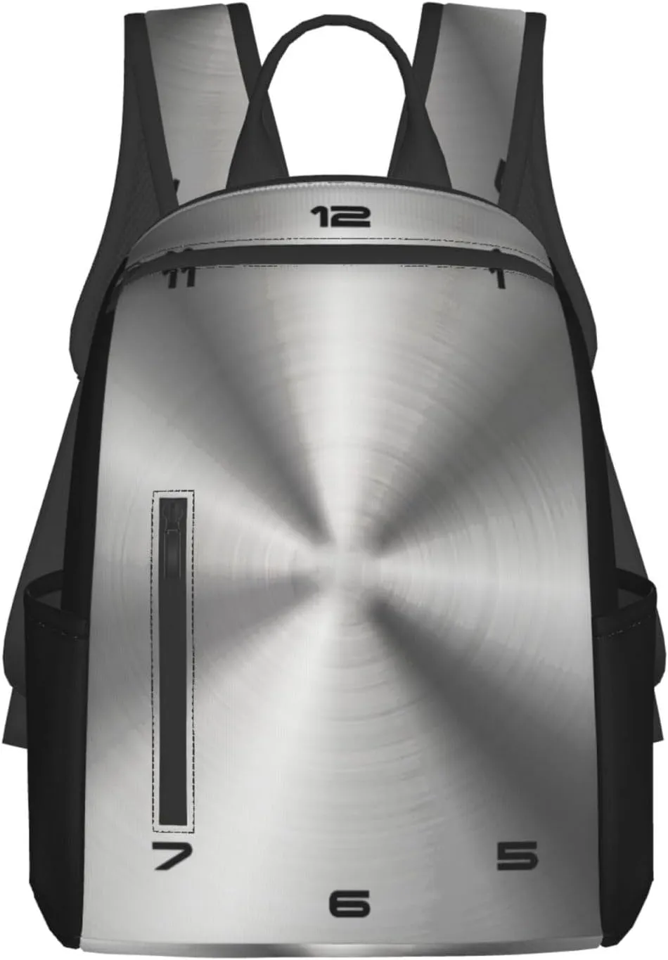 Gray Shiny Metallic-Stainless Steel Look Lightweight Backpack For Women Men, Casual Polyester Daypack Bookbag Travel Hiking Bag, Durable Laptop Backpack