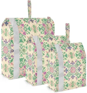Green Mandala Pattern Travel Storage Bag with Lanyard - Portable Lightweight Classified Storage Bag with Zipper, Dust and Waterproof Travel Packing Cube for Suitcase,3 Pieces
