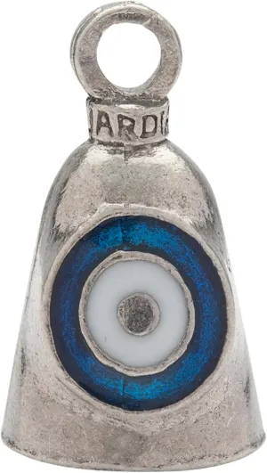 Guardian Bell Evil Eye Good Luck Bell w/Keyring & Black Velvet Gift Bag | Pewter Good Luck Gift | Made in USA