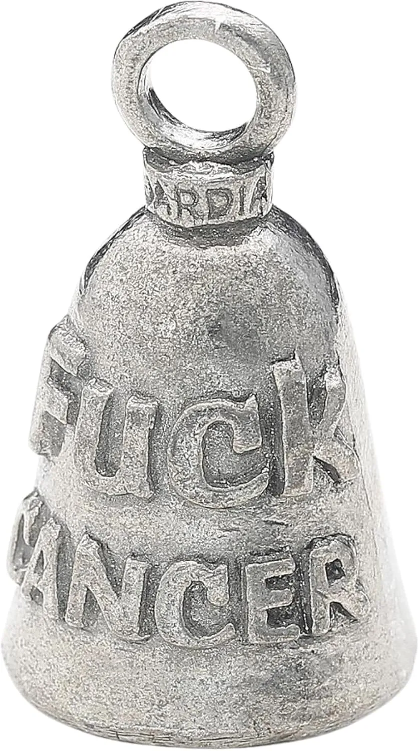 Guardian Bell F_ck Cancer Motorcycle Bell w/Keyring & Black Velvet Gift Bag | Lead-Free Pewter | Good Luck Gift | Made in USA