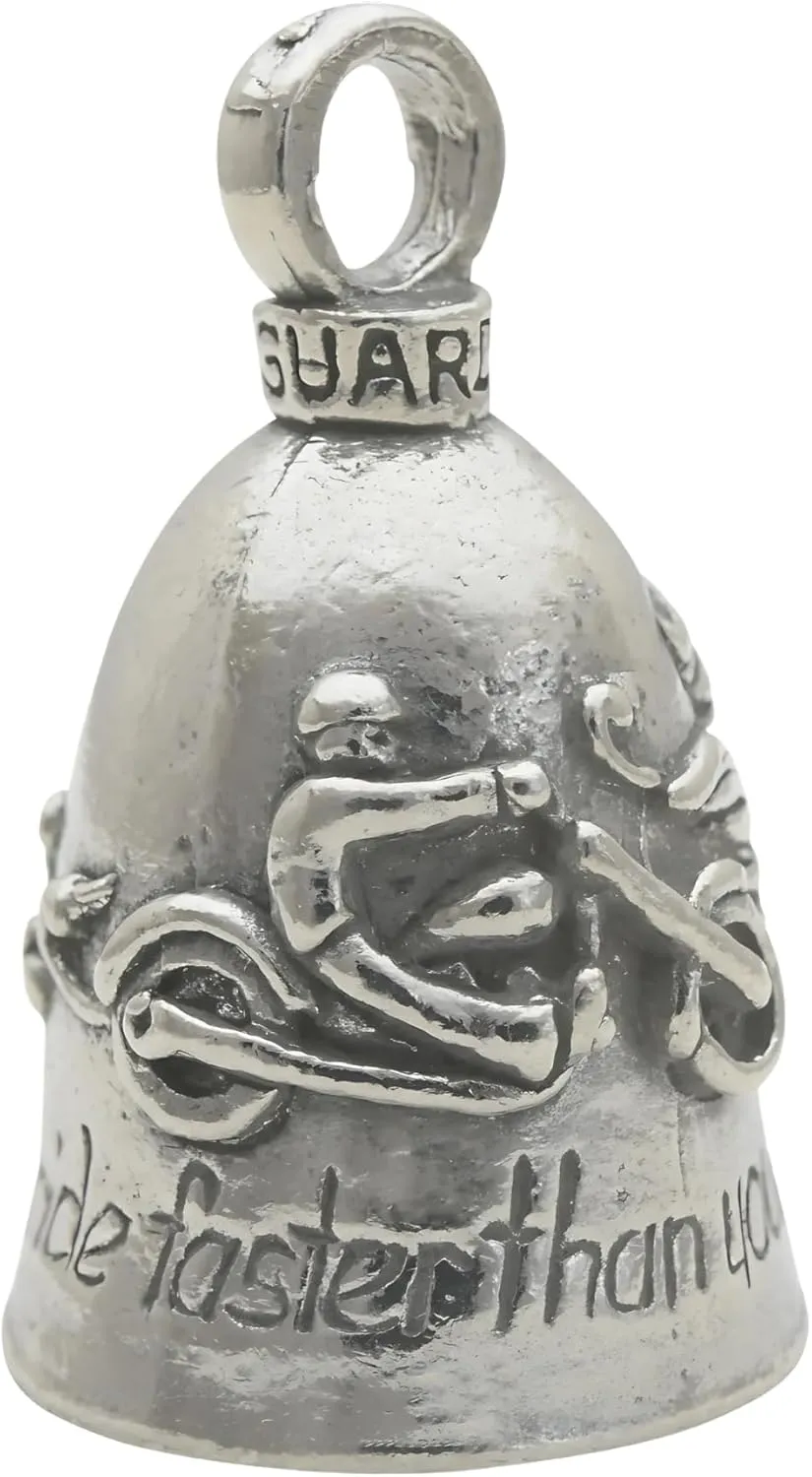 Guardian Bell Good Luck Bell w/Keyring & Black Velvet Gift Bag | Motorcycle Bell | Lead-Free Pewter | Made in USA