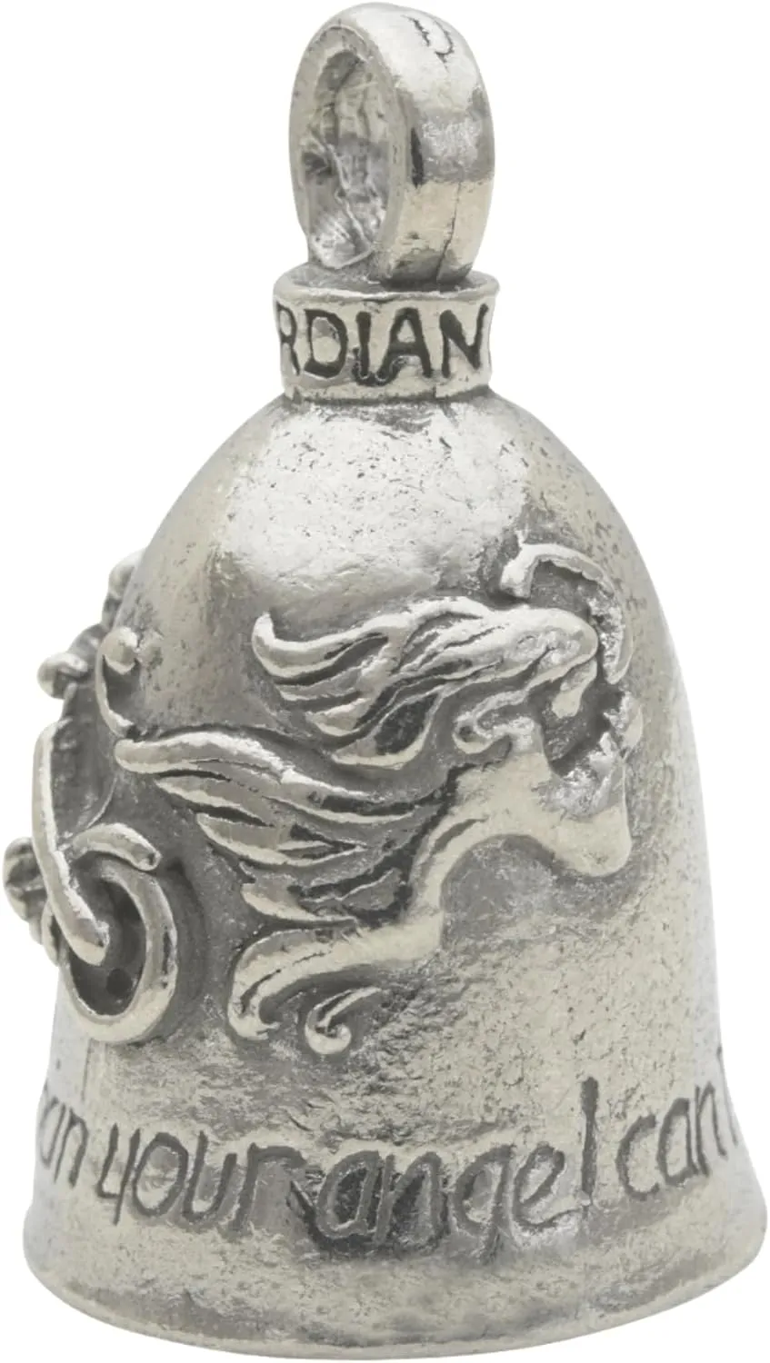 Guardian Bell Good Luck Bell w/Keyring & Black Velvet Gift Bag | Motorcycle Bell | Lead-Free Pewter | Made in USA