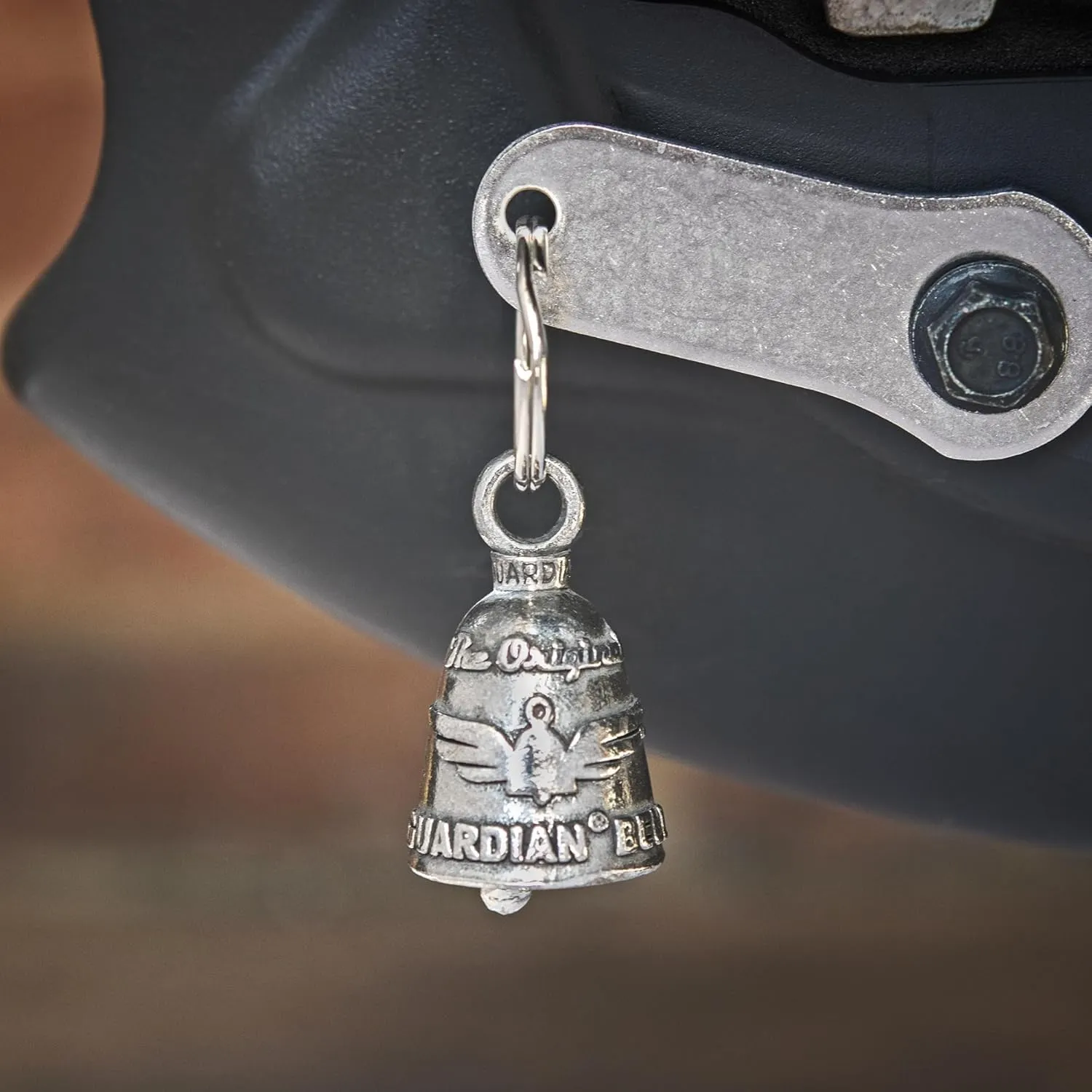 Guardian Bell Good Luck Bell w/Keyring & Black Velvet Gift Bag | Motorcycle Bell | Lead-Free Pewter | Made in USA