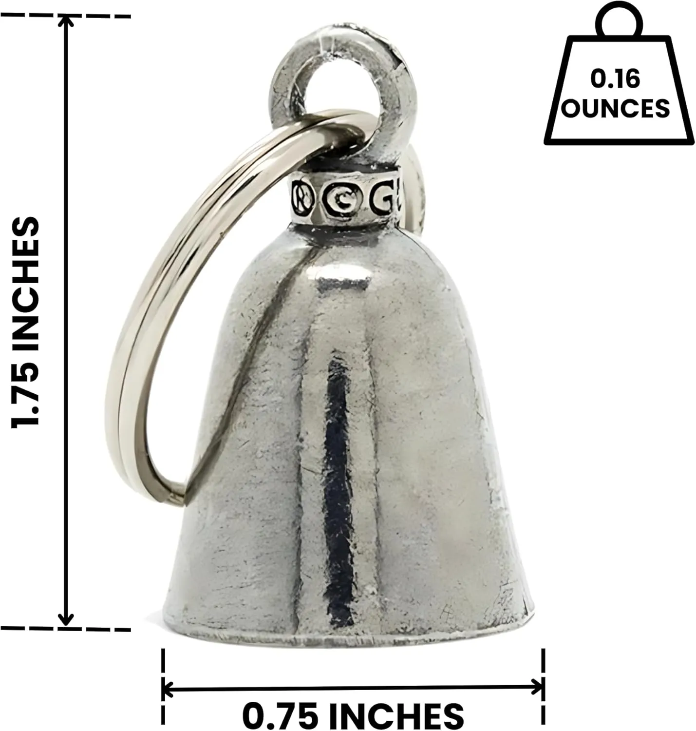 Guardian Bell Good Luck Bell w/Keyring & Black Velvet Gift Bag | Motorcycle Bell | Lead-Free Pewter | Made in USA