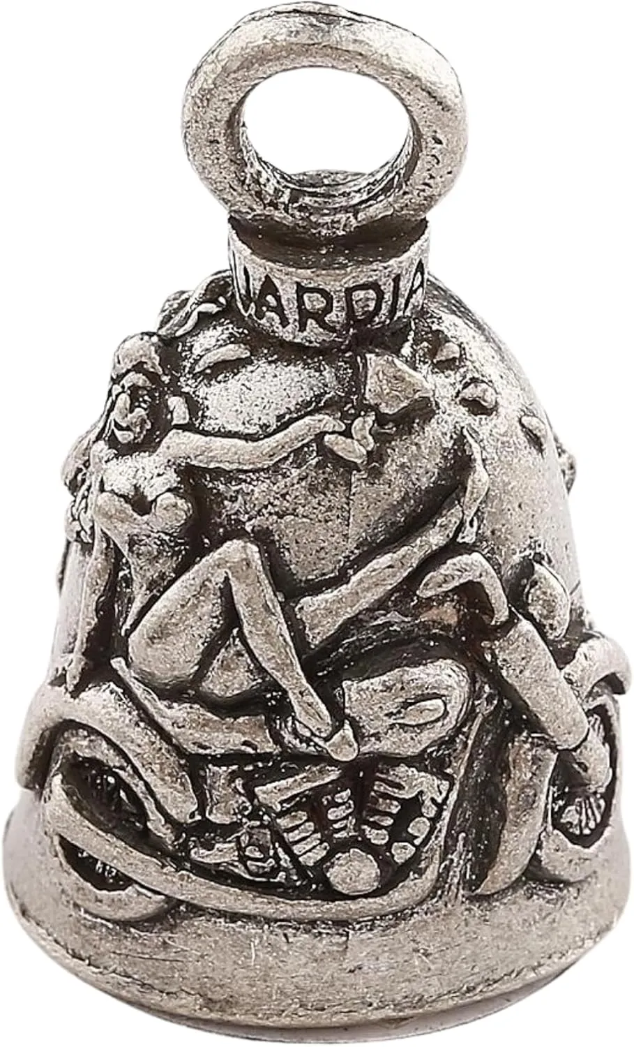 Guardian Bell Good Luck Bell w/Keyring & Black Velvet Gift Bag | Motorcycle Bell | Lead-Free Pewter | Made in USA