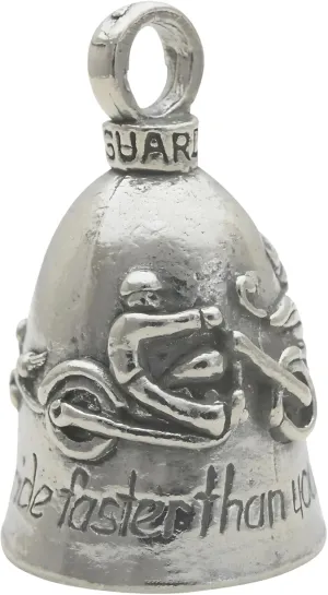Guardian Bell Good Luck Bell w/Keyring & Black Velvet Gift Bag | Motorcycle Bell | Lead-Free Pewter | Made in USA