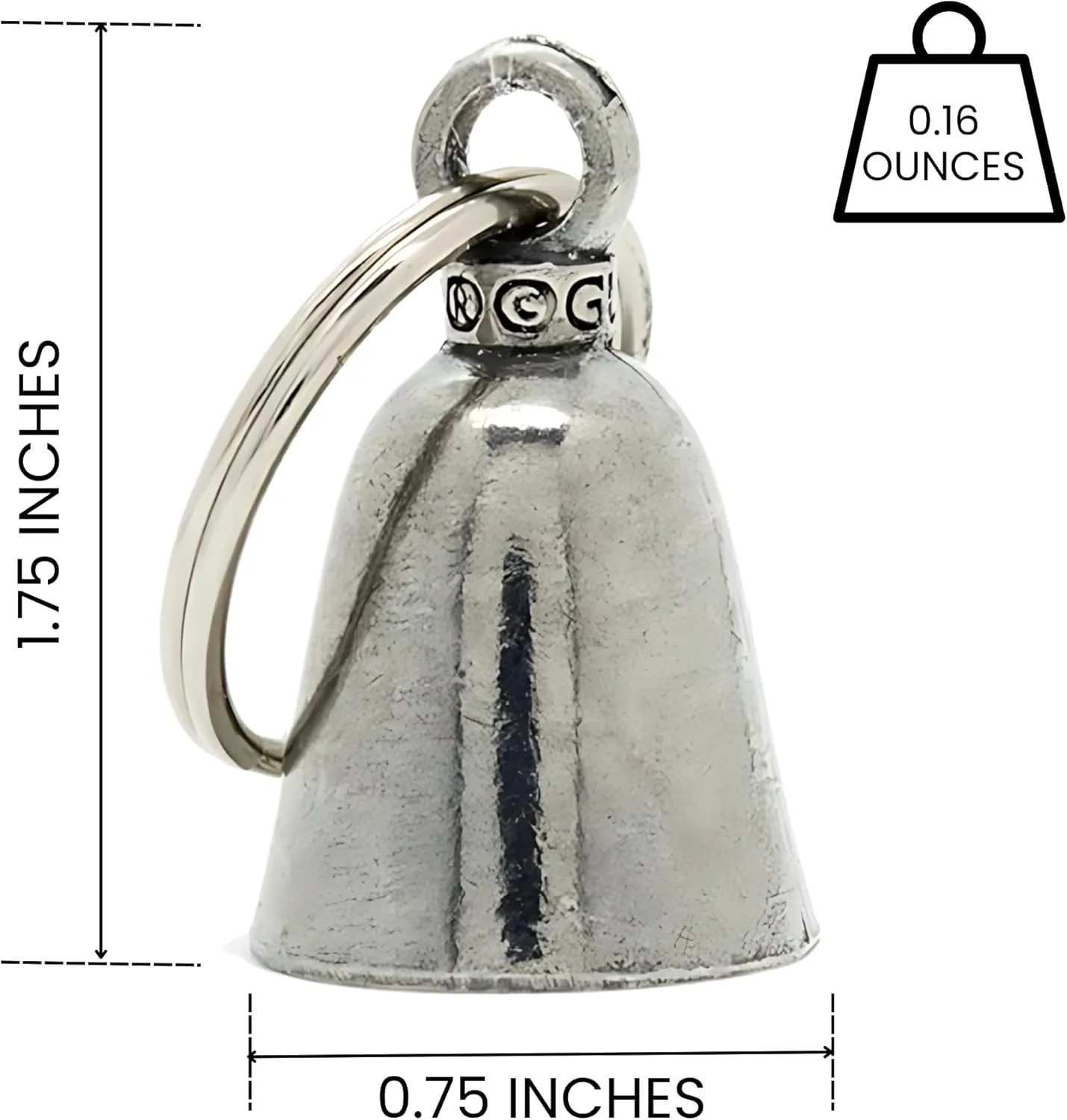 Guardian Bell Good Luck Bell w/Keyring & Black Velvet Gift Bag | Motorcycle Bell | Lead-Free Pewter | Made in USA