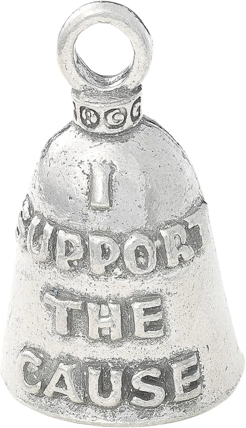 Guardian Bell I Support The Cause Good Luck Bell w/Keyring & Black Velvet Gift Bag | Motorcycle Bell | Pewter | Made in USA