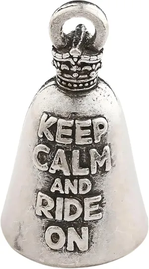 Guardian Bell Keep Calm Ride On Good Luck Bell w/Keyring & Black Velvet Gift Bag | Motorcycle Bell | Lead-Free Pewter | Good Luck Gift to Friends & Family | Bike Bell | Made in USA