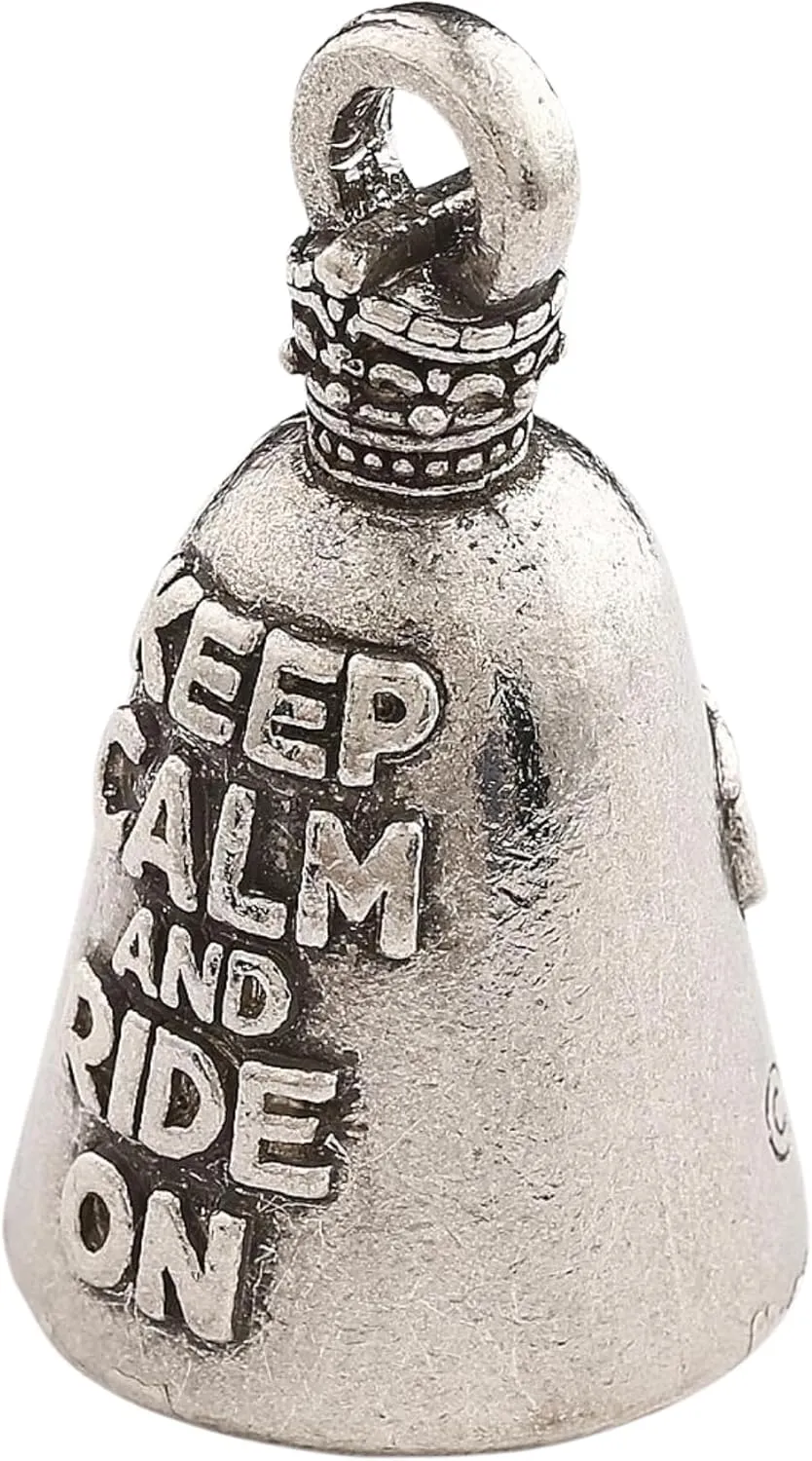 Guardian Bell Keep Calm Ride On Good Luck Bell w/Keyring & Black Velvet Gift Bag | Motorcycle Bell | Lead-Free Pewter | Good Luck Gift to Friends & Family | Bike Bell | Made in USA