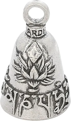 Guardian Bell Lotus Good Luck Bell w/Keyring & Black Velvet Gift Bag | Motorcycle Bell | Lead-Free Pewter | Good Luck Gift to Friends & Family | Bike Bell | Made in USA