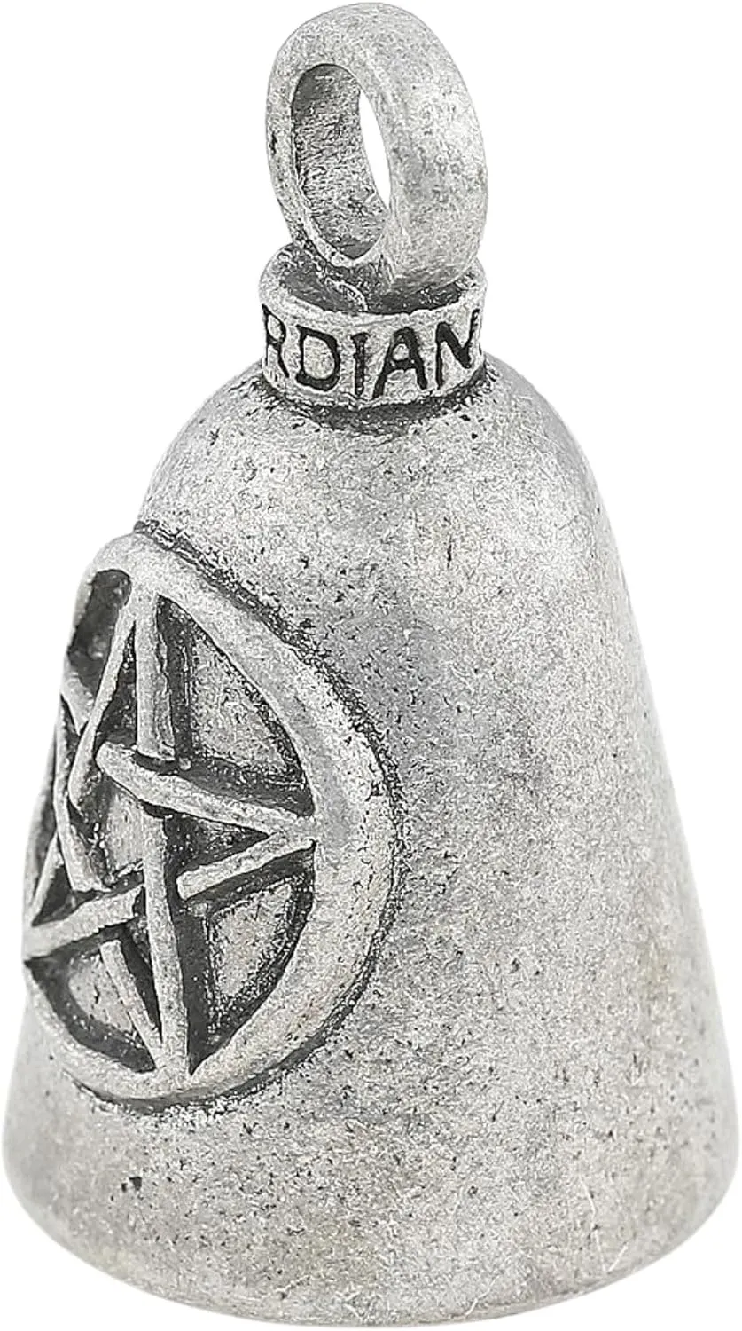 Guardian Bell Pentagram Good Luck Bell w/Keyring & Black Velvet Gift Bag | Motorcycle Bell | Lead-Free Pewter | Good Luck Gift to Friends & Family | Bike Bell | Made in USA