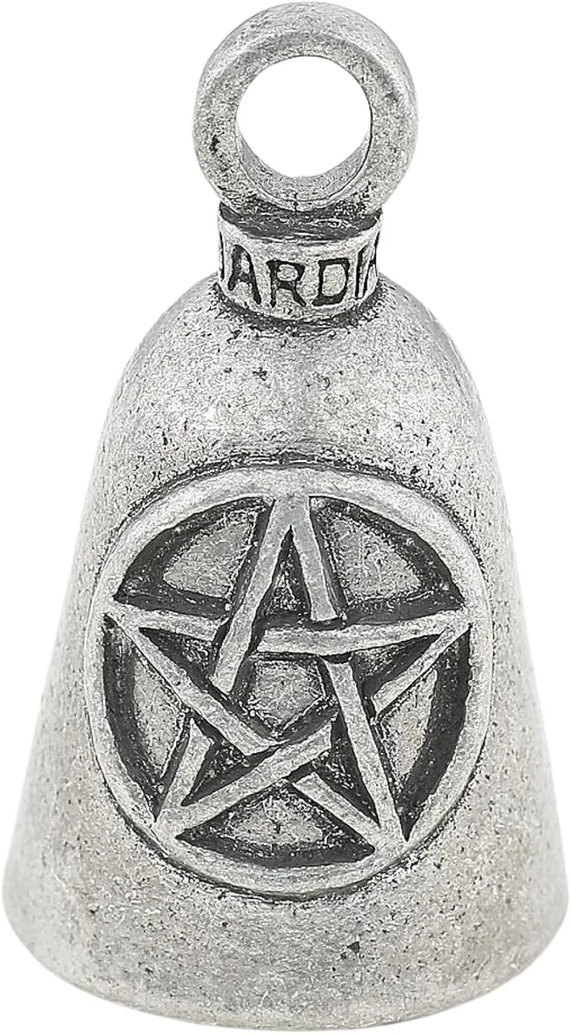 Guardian Bell Pentagram Good Luck Bell w/Keyring & Black Velvet Gift Bag | Motorcycle Bell | Lead-Free Pewter | Good Luck Gift to Friends & Family | Bike Bell | Made in USA