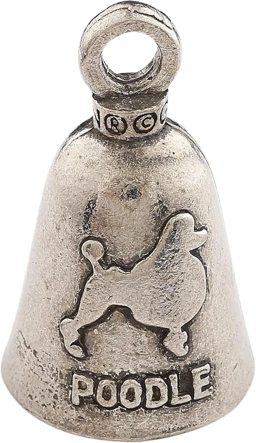 Guardian Bell Poodle Good Luck Bell w/Keyring & Black Velvet Gift Bag | Motorcycle Bell | Lead-Free Pewter | Made in USA
