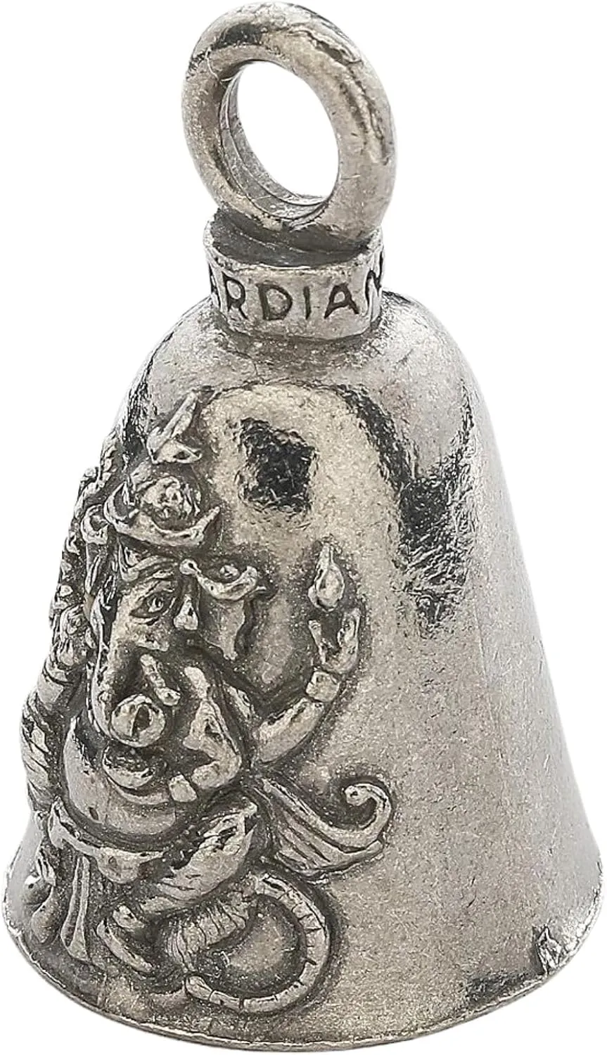 Guardian Bell Religious Good Luck Bell w/Keyring & Black Velvet Gift Bag | Motorcycle Bell | Lead-Free Pewter | Made in USA