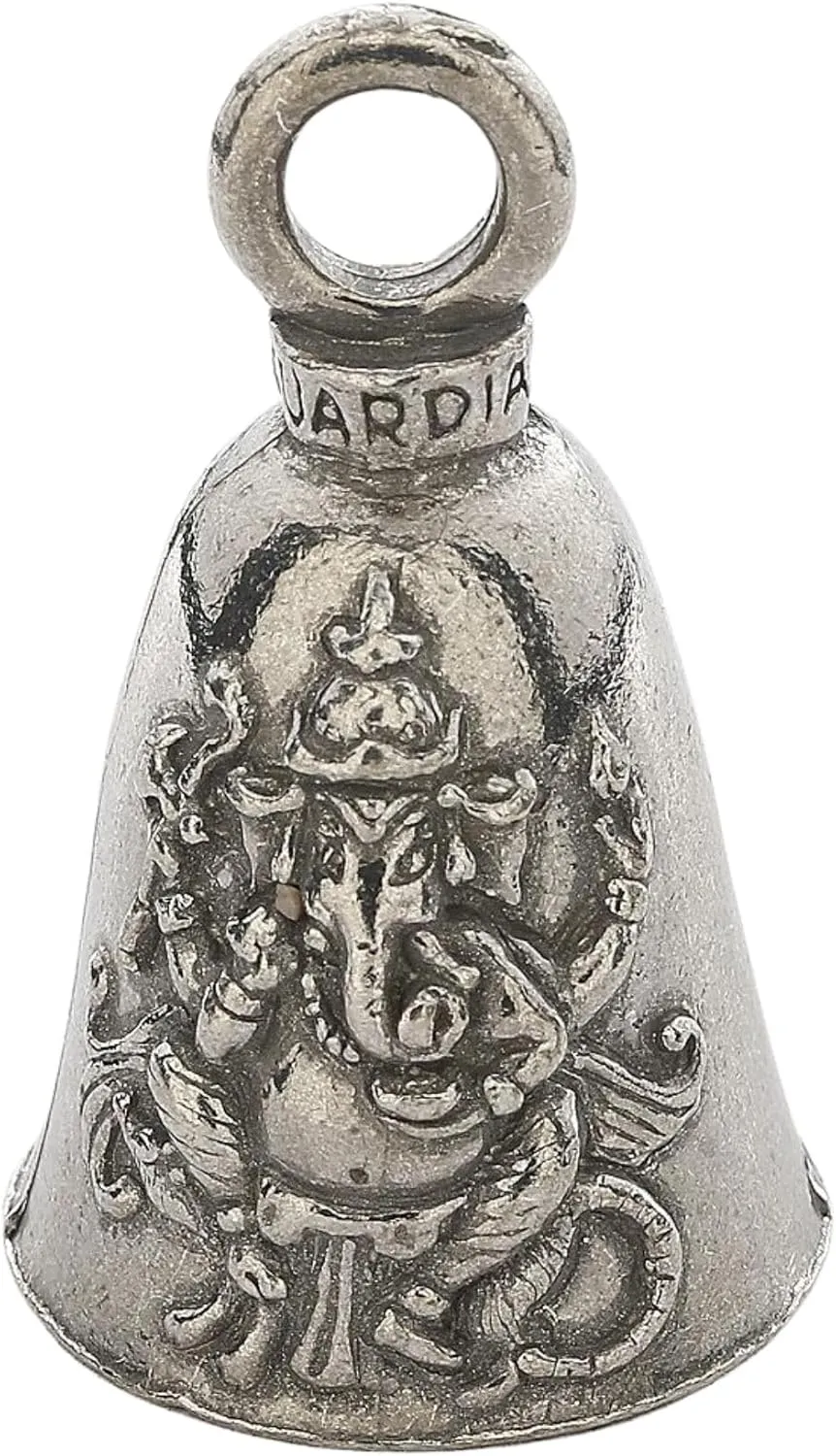 Guardian Bell Religious Good Luck Bell w/Keyring & Black Velvet Gift Bag | Motorcycle Bell | Lead-Free Pewter | Made in USA