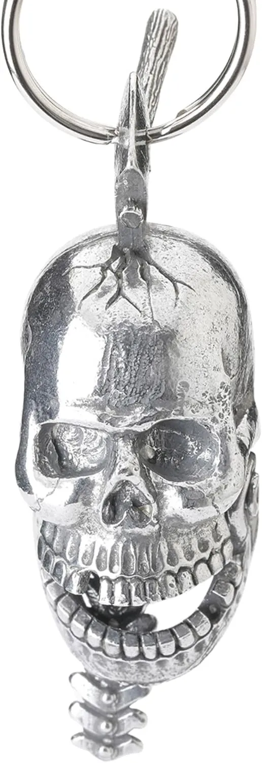 Guardian Bell Skull Bones Good Luck Bell w/Keyring & Black Velvet Gift Bag | Motorcycle Bell | Lead-Free Pewter | Made in USA
