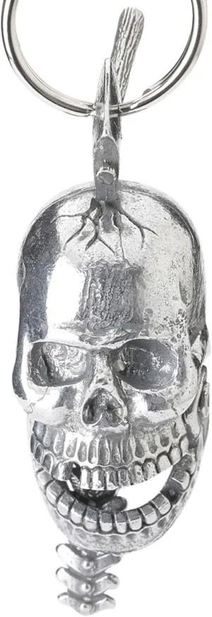 Guardian Bell Skull Bones Good Luck Bell w/Keyring & Black Velvet Gift Bag | Motorcycle Bell | Lead-Free Pewter | Made in USA