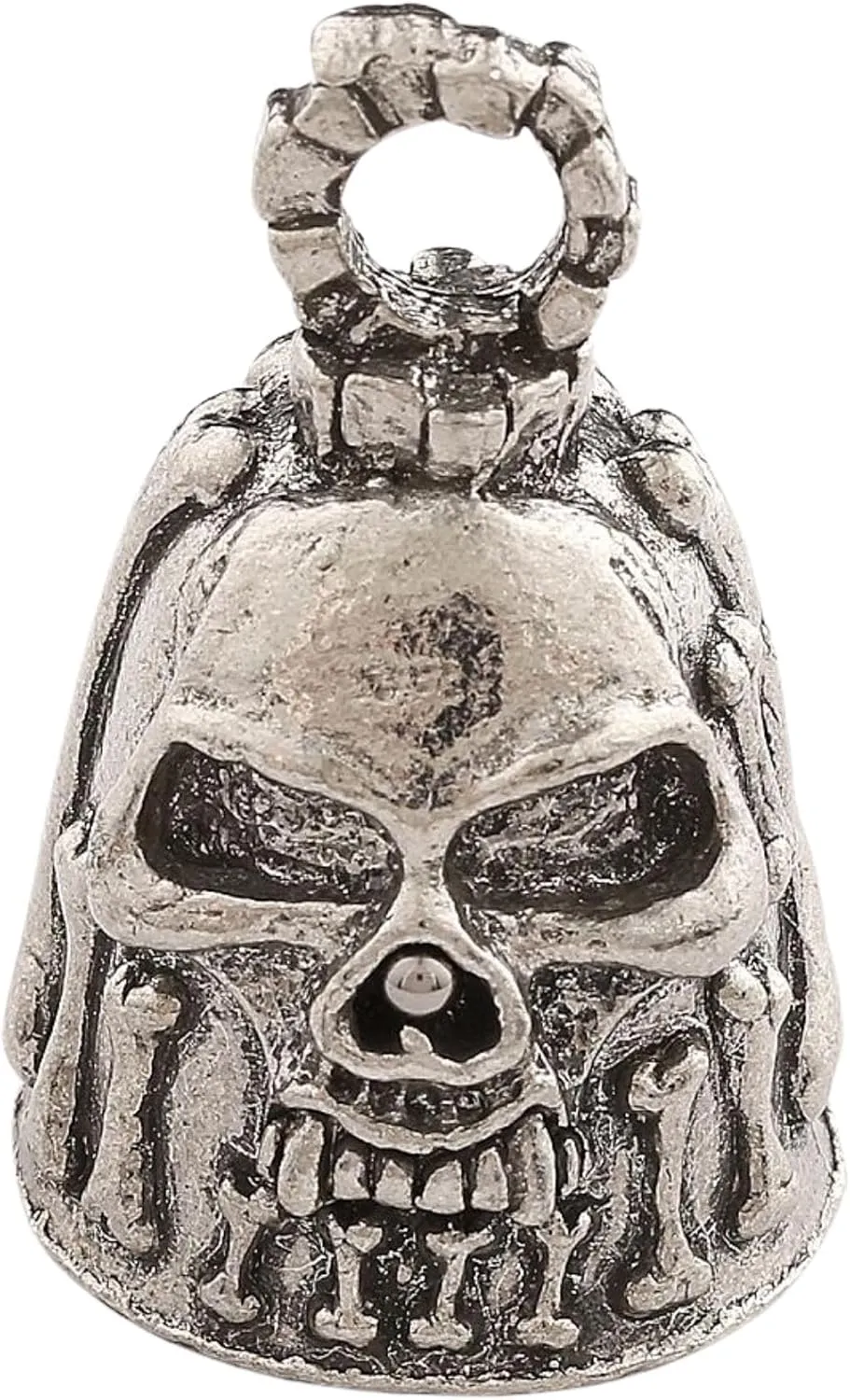 Guardian Bell Skull Bones Good Luck Bell w/Keyring & Black Velvet Gift Bag | Motorcycle Bell | Lead-Free Pewter | Made in USA