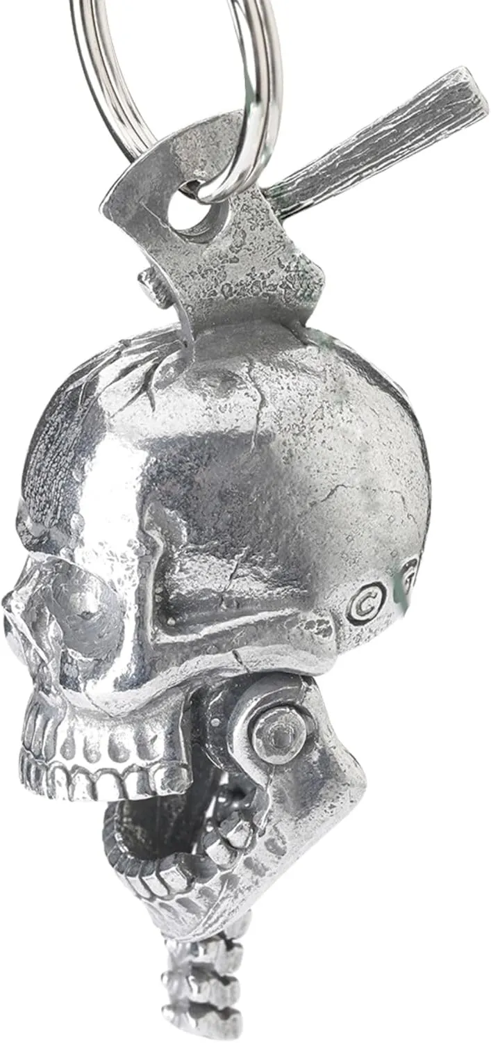 Guardian Bell Skull Bones Good Luck Bell w/Keyring & Black Velvet Gift Bag | Motorcycle Bell | Lead-Free Pewter | Made in USA