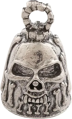 Guardian Bell Skull Bones Good Luck Bell w/Keyring & Black Velvet Gift Bag | Motorcycle Bell | Lead-Free Pewter | Made in USA
