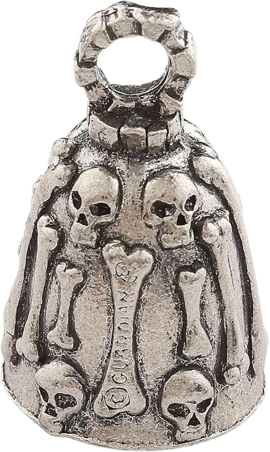 Guardian Bell Skull Bones Good Luck Bell w/Keyring & Black Velvet Gift Bag | Motorcycle Bell | Lead-Free Pewter | Made in USA