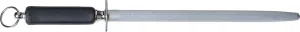 Gude Omikron Series Knife Sharpening Steel 12-1/2-in, Black Polymer Handle