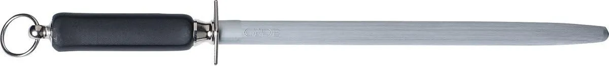Gude Omikron Series Knife Sharpening Steel 12-1/2-in, Black Polymer Handle