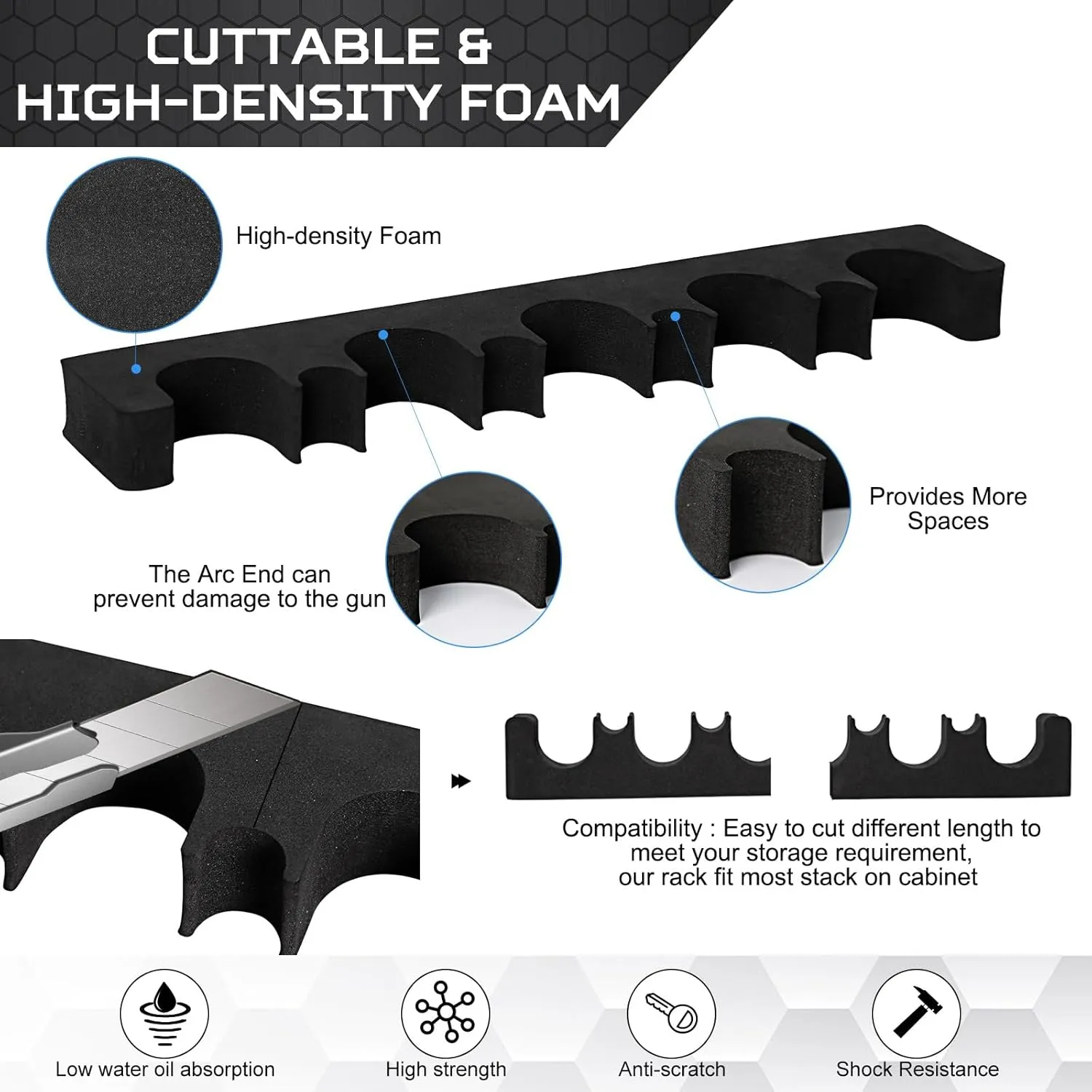 Gun Rack for Gun Storage, Gun Safe Accessory for Shotguns, Gun Holder in Gun Cabinet, Shotgun Rest, Foam Material with Magnetic Strip and Hook Strip, Gifts for Hunters