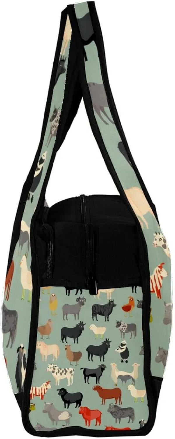 Gym Bag for Women,Small Gym Bag for Men,Cow Sheep Pig Rooster,Overnight Bag