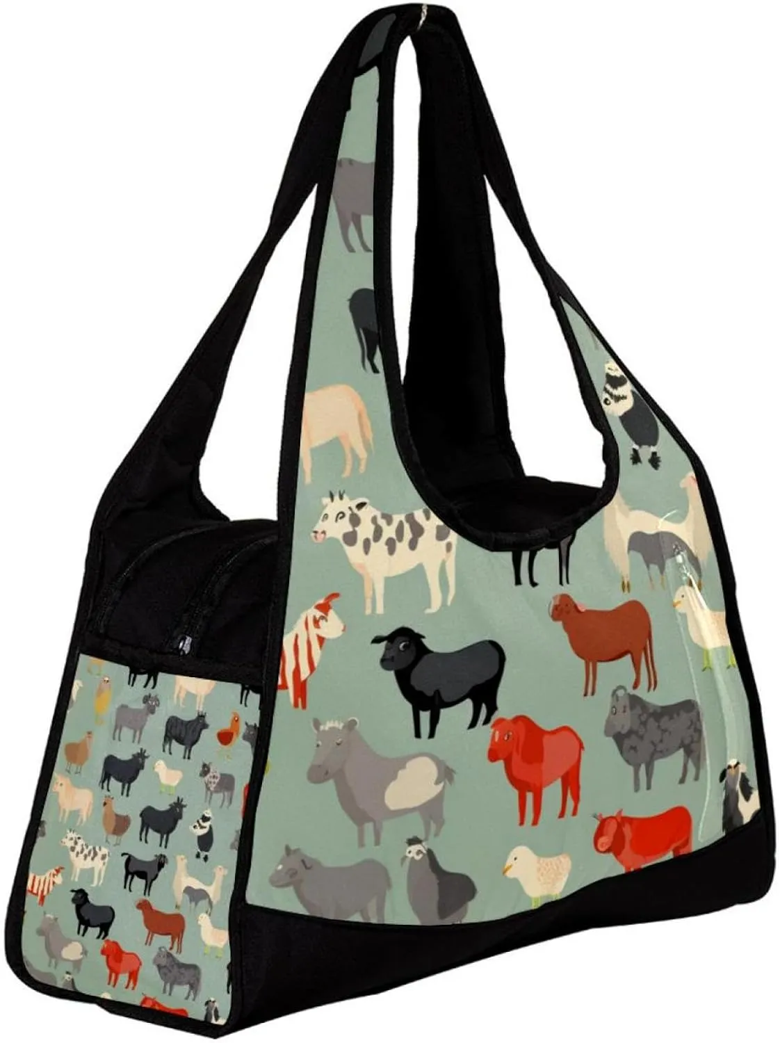 Gym Bag for Women,Small Gym Bag for Men,Cow Sheep Pig Rooster,Overnight Bag