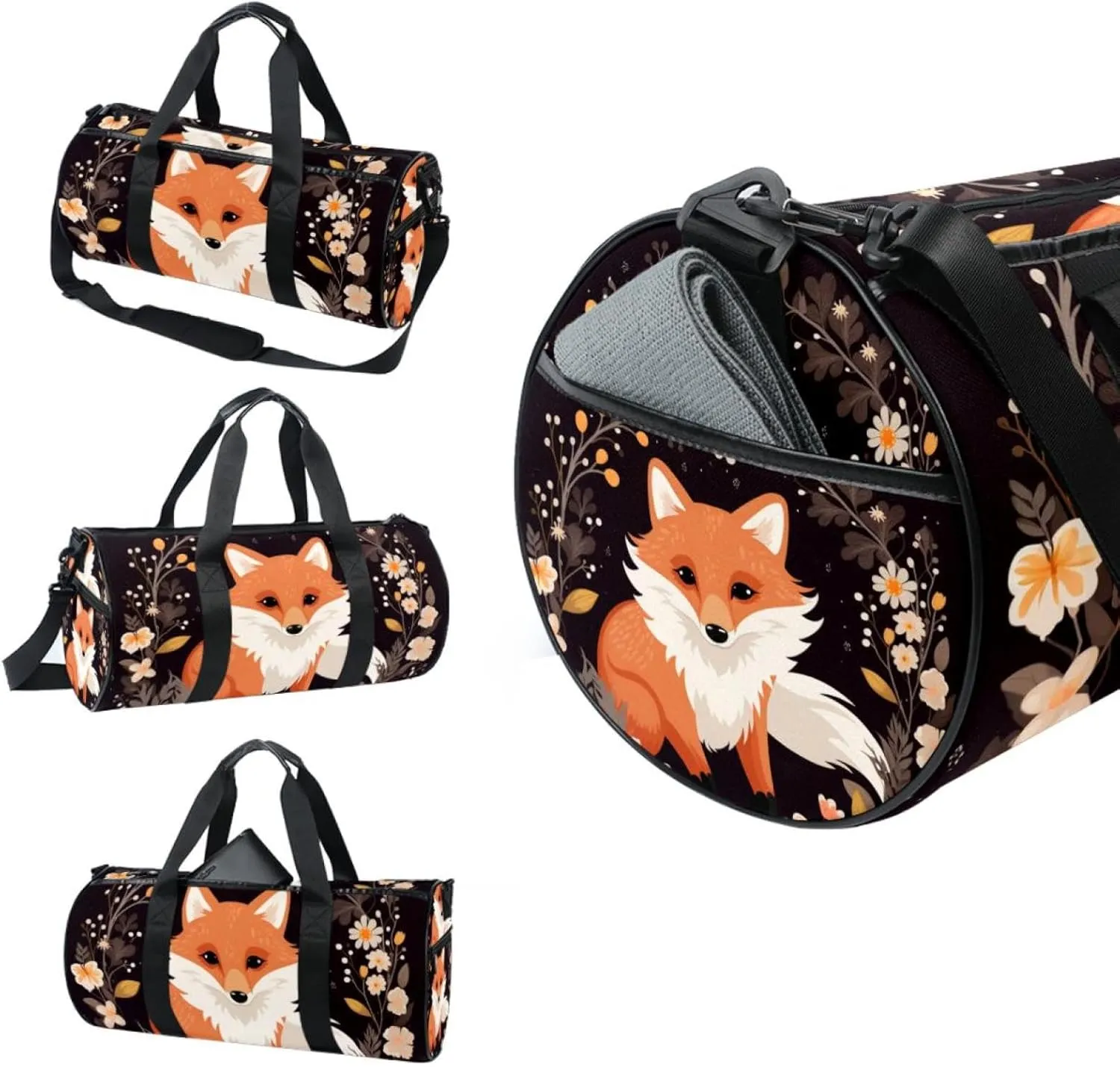 Gym Bag for Women,Small Gym Bag for Men,Cute Fox,Overnight Bag