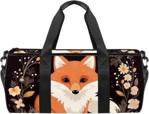 Gym Bag for Women,Small Gym Bag for Men,Cute Fox,Overnight Bag