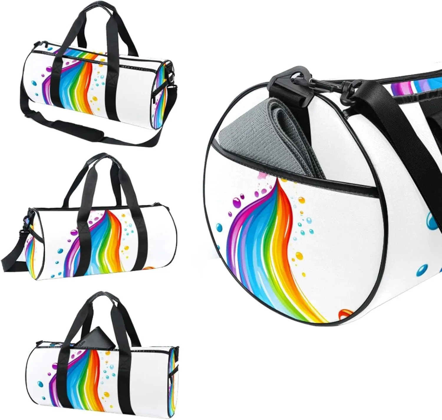 Gym Bag for Women,Small Gym Bag for Men,Drop and Rainbow,Overnight Bag