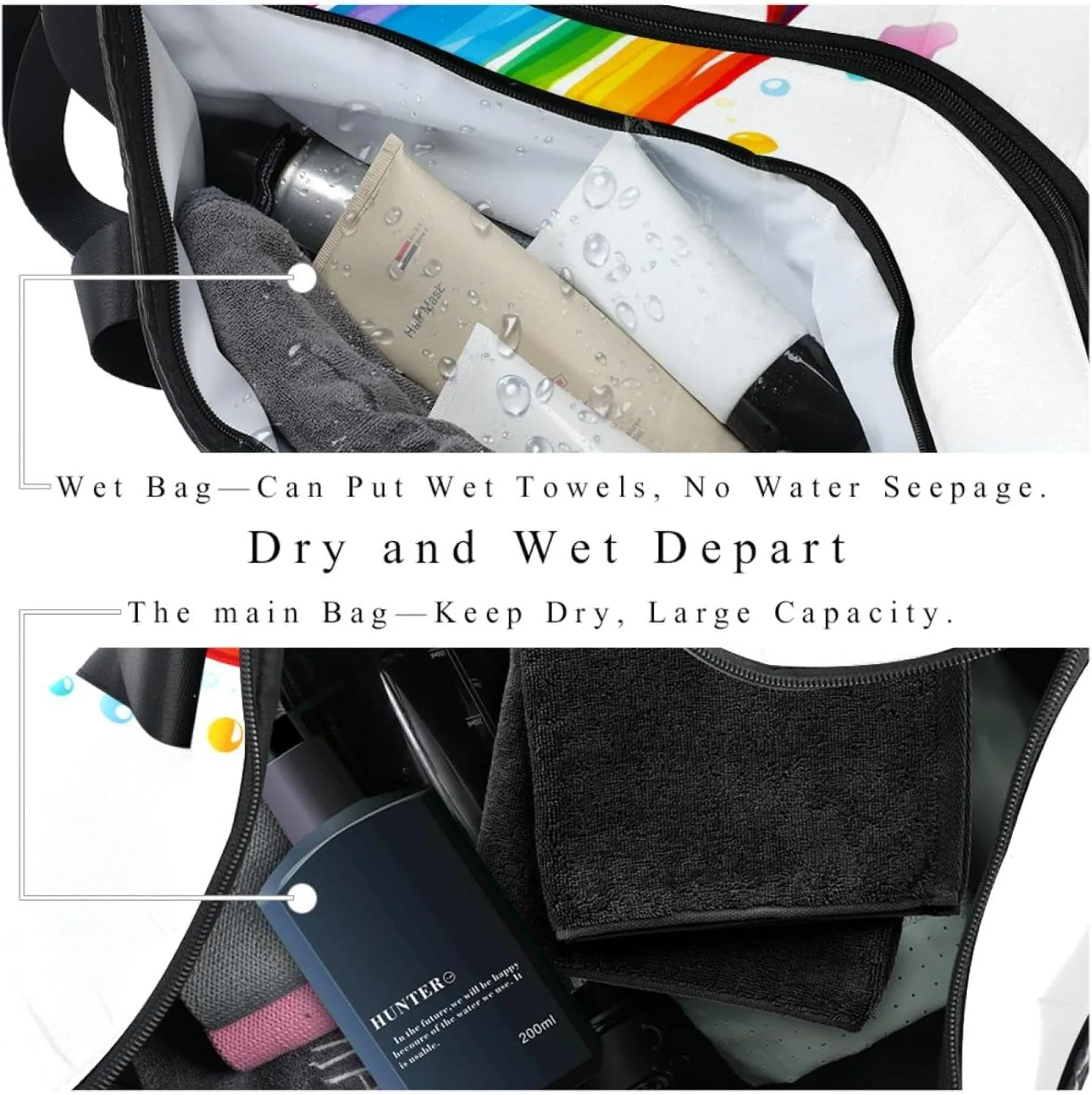 Gym Bag for Women,Small Gym Bag for Men,Drop and Rainbow,Overnight Bag
