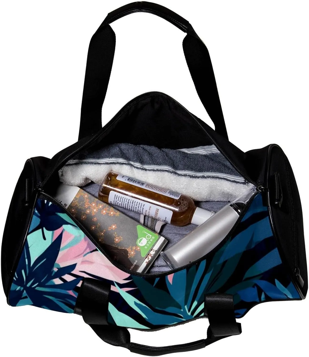Gym Bag for Women,Small Gym Bag for Men,Tropical Leaves Print,Overnight Bag