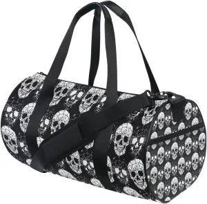 Gym Duffel Bag Black And White Skull Internet Sports Lightweight Canvas Travel Luggage Bag