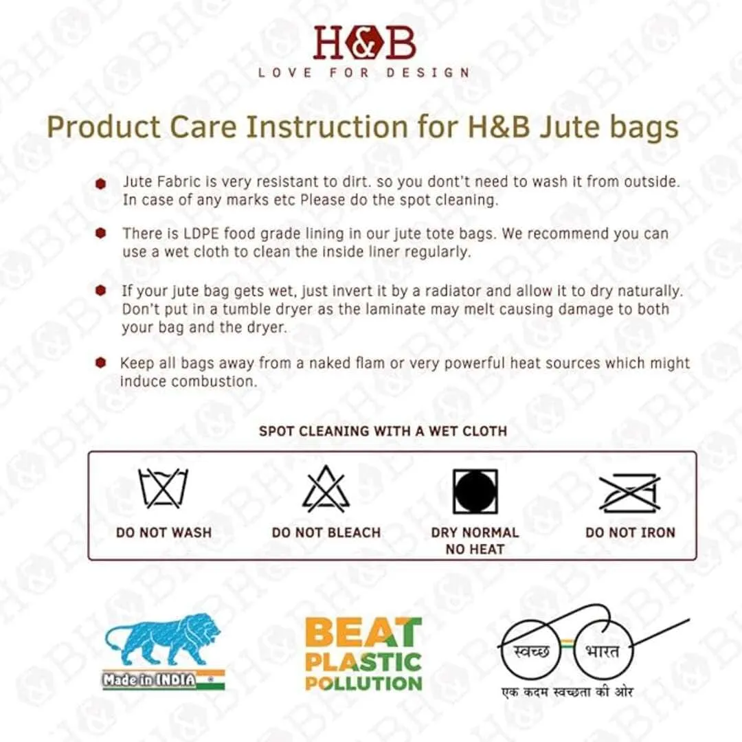 H nd B Jute bag for women lunch bag