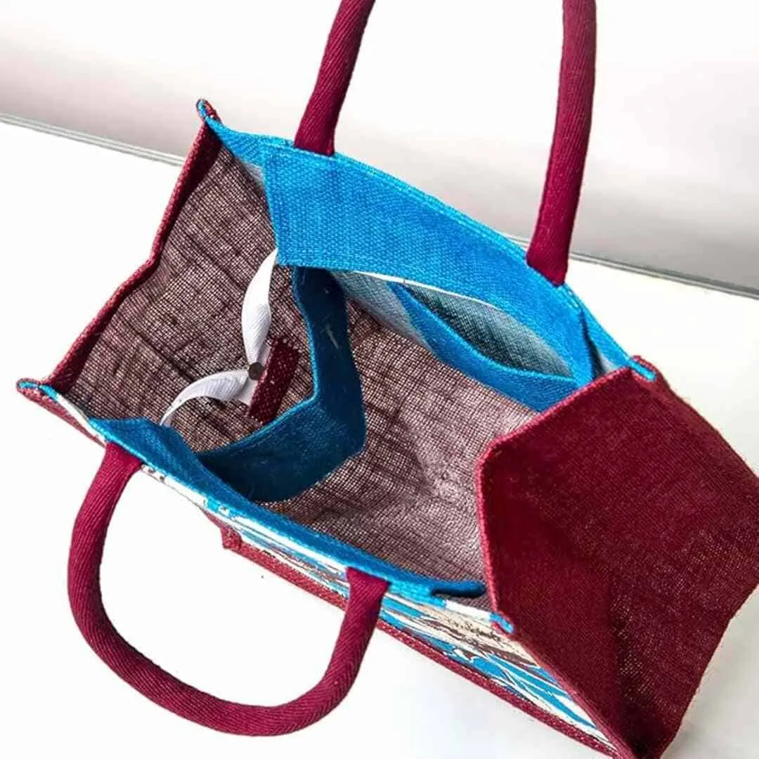 H nd B Jute bag for women lunch bag