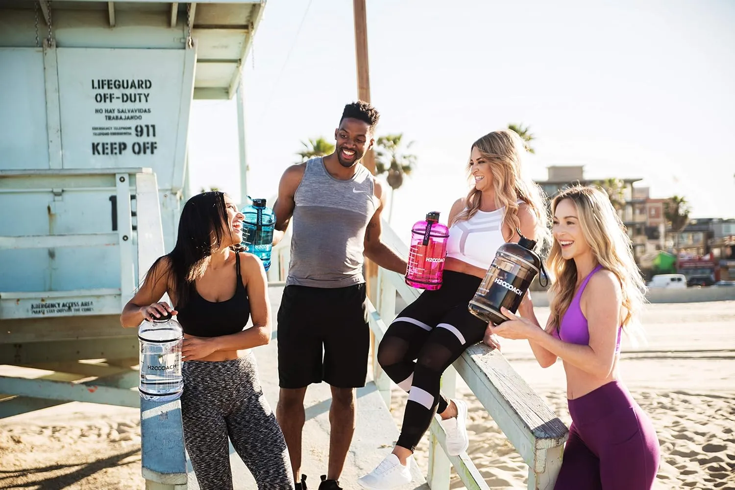 H2OCOACH 1 Gallon Sports Water Bottle with Time Marker | Motivational 3.79 Liters, Reusable BPA Free Jug (128 oz)