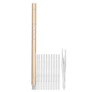 Hair Engraving Pen, Hair Engraving Pen Kit, Stainless Steel Beardfor Eyebrow Shaving, Hair Tattoo Tool for Easy Styling (Gold)