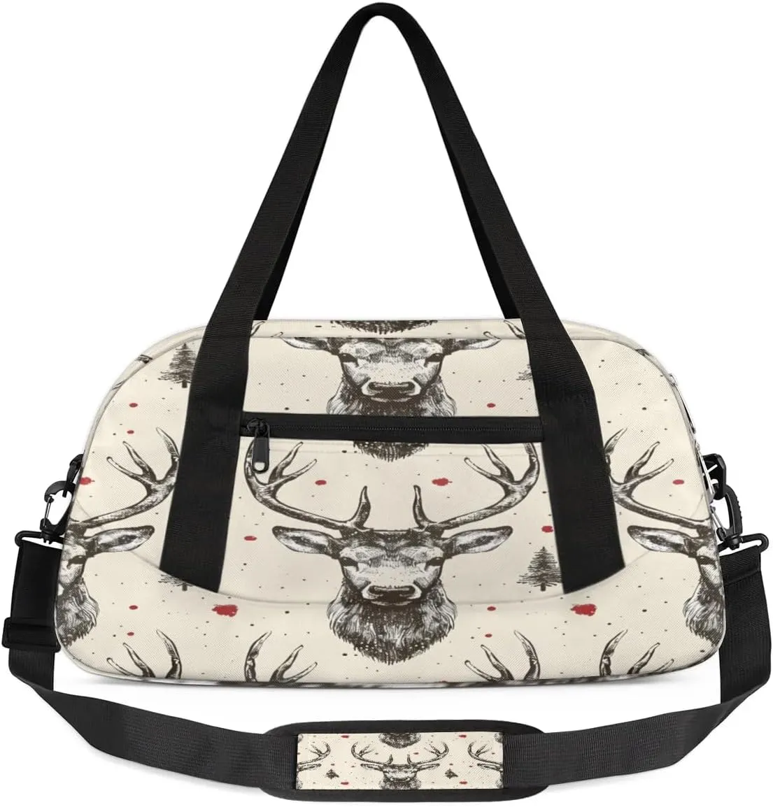 Hand Painted Elks Waterproof Sports Gym Bag Portable Dance Gymnastics Work Out Bag Lightweight Travel Duffel Bag Overnight Weekender Bag