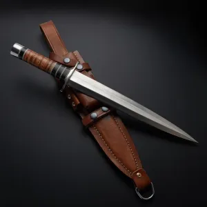 Handmade D2 Steel Dagger Knife, 16 Inches Hunting Knife Perfect Grip With Leather and Micarta Handle, EDC Fixed Blade Knife With Leather Sheath for Camping, Tactical, Survival, Collection, Gift, Christmas Gift, Arkansas Toothpick Knife