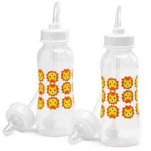 Hands-Free Baby Bottle - Anti-Colic Self Feeding 9 oz Baby Bottle Nursing System with Fast Flow Nipple/Teat 3m  Infant (2 Bottles - Lion)