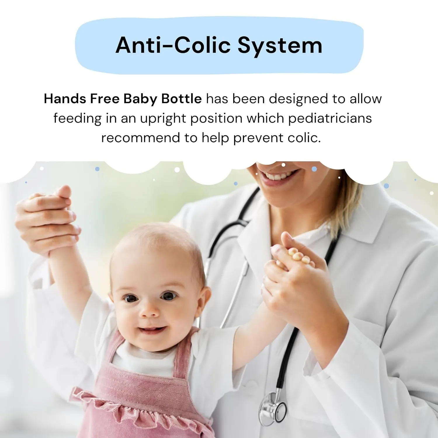 Hands-Free Baby Bottle - Anti-Colic Self Feeding 9 oz Baby Bottle Nursing System with Fast Flow Nipple/Teat 3m  Infant (2 Bottles - Lion)