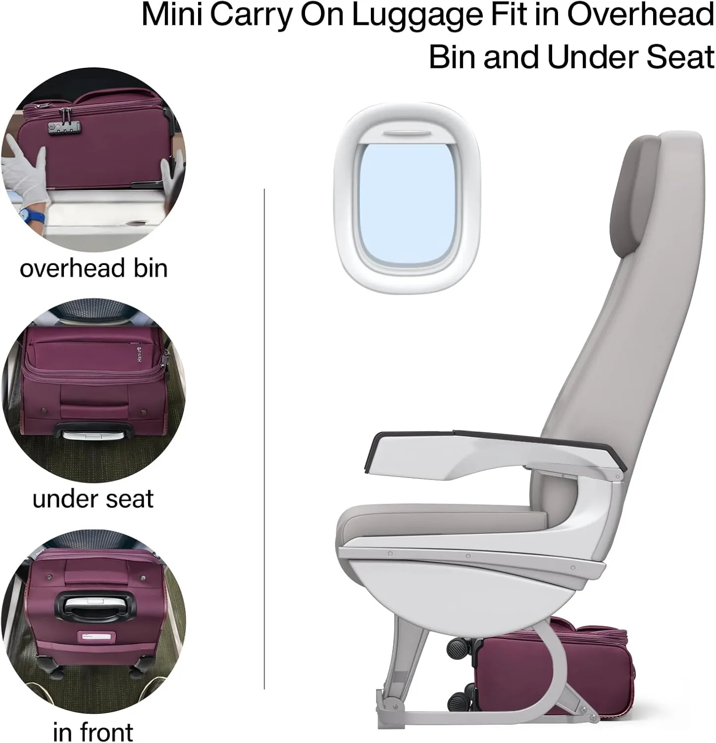 Hanke 16 Inch Underseat Carry On Luggage with Spinner Wheels Airline Approved, Small Rolling Suitcase Softside Underseater Lightweight TSA Travel Roller Suitcase Carry-On Bag(Purple)