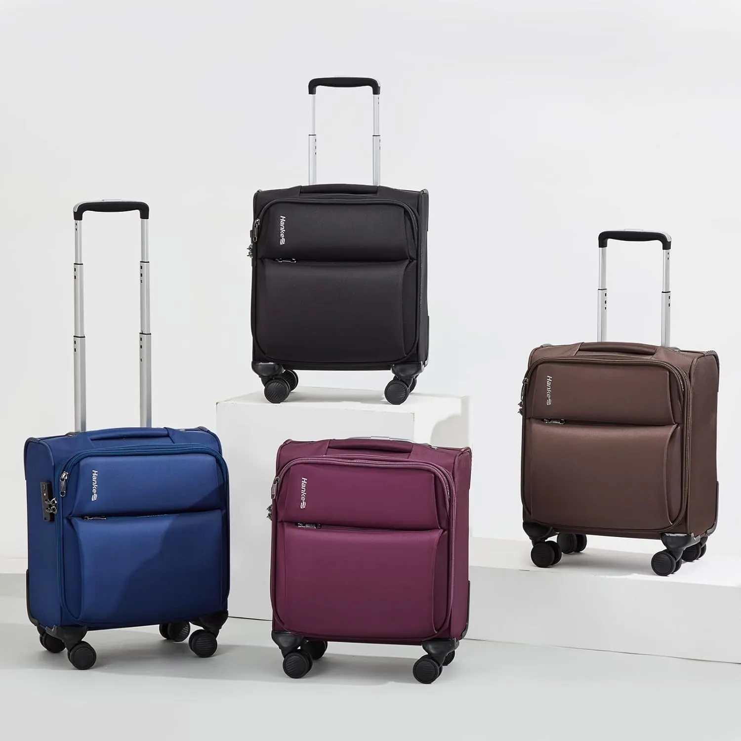 Hanke 16 Inch Underseat Carry On Luggage with Spinner Wheels Airline Approved, Small Rolling Suitcase Softside Underseater Lightweight TSA Travel Roller Suitcase Carry-On Bag(Purple)