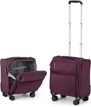 Hanke 16 Inch Underseat Carry On Luggage with Spinner Wheels Airline Approved, Small Rolling Suitcase Softside Underseater Lightweight TSA Travel Roller Suitcase Carry-On Bag(Purple)
