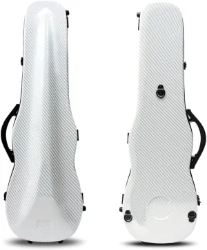 Hard Violin Case 4/4 Full Size Carbon Fiber Violin Box with reinforced carry handle Violin backpack with Back Straps (White)