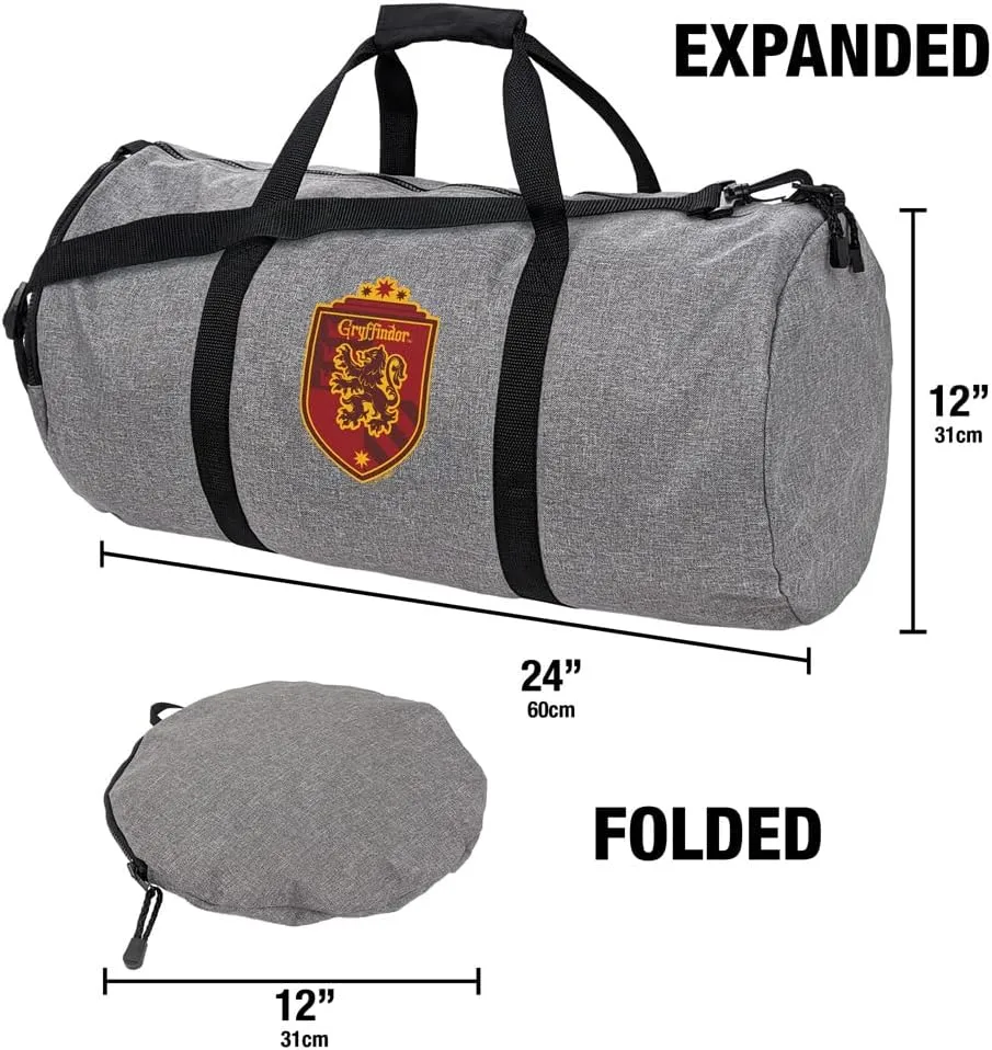 Harry Potter Gryffindor Plaid Sigil Lightweight Duffel Bag for Sports and Gym Packable for Travel